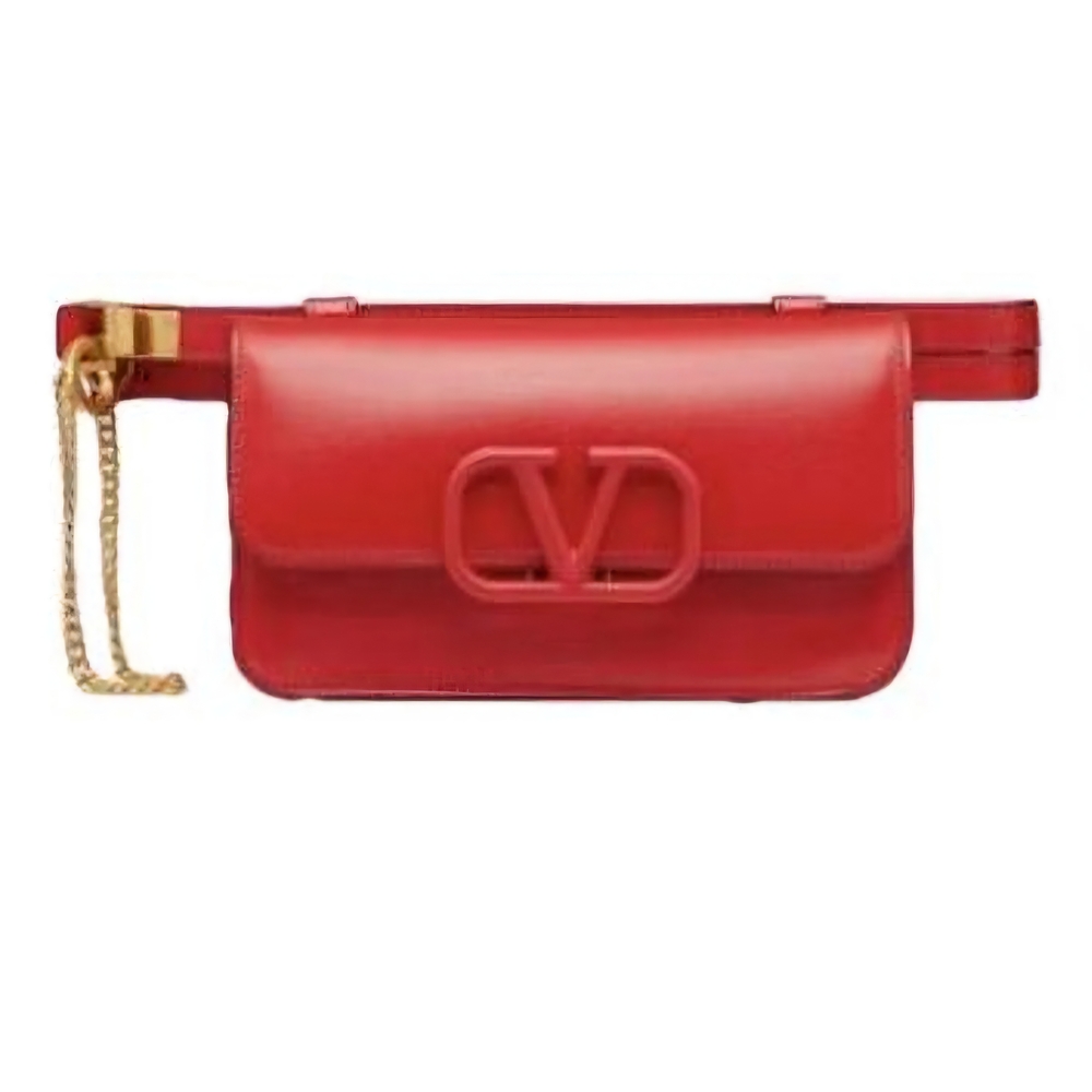 Valentino Garavani Red Crossbody/ Waist Bag with Iconic Logo and Gold Hardware